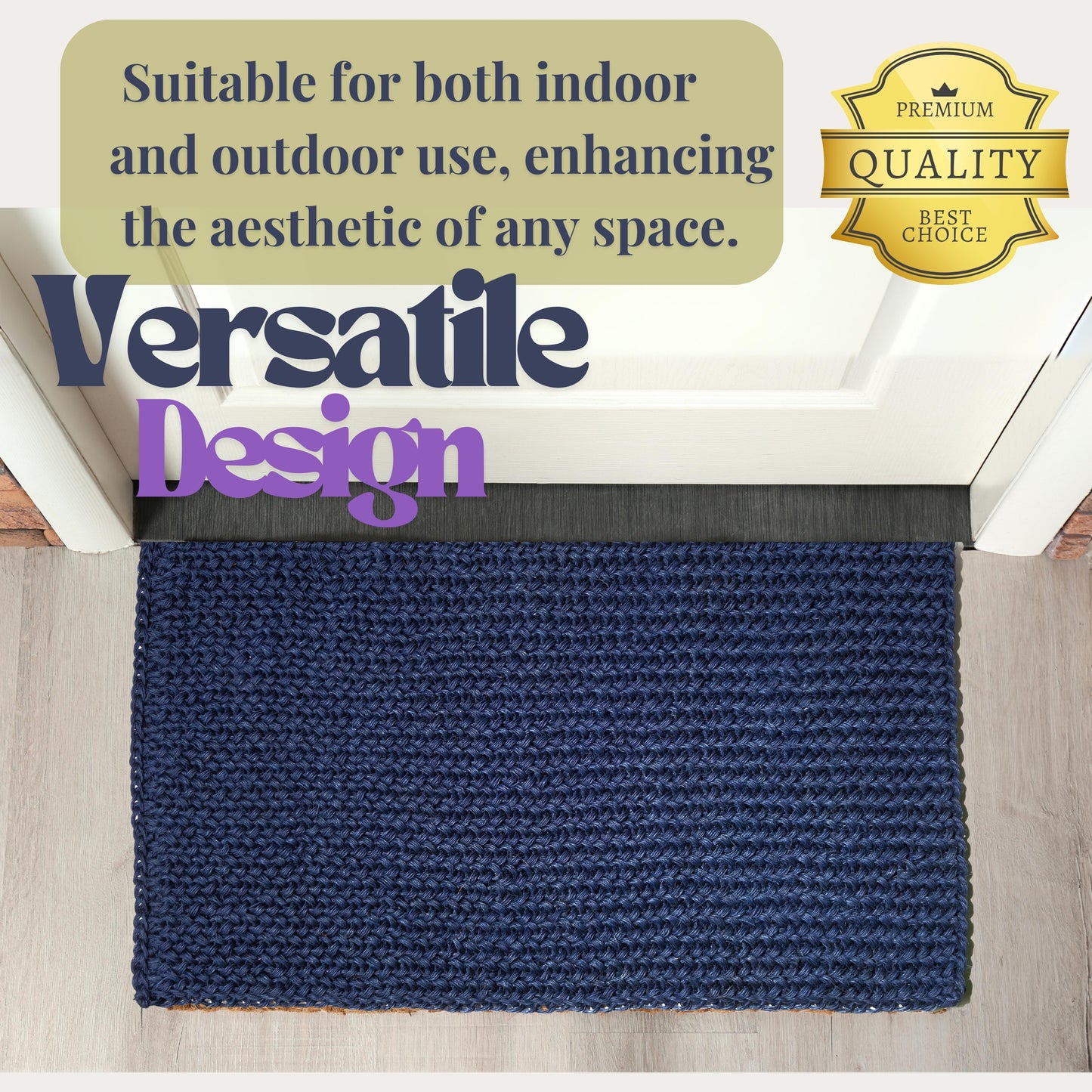 Blue Entryway Mat, Sisal Natural Fiber Rug