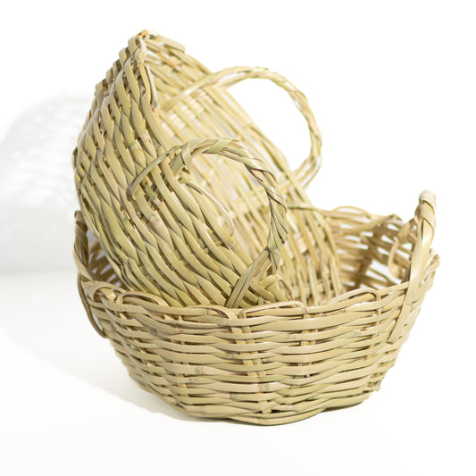 Rattan Round Bread/Fruit Basket with Handles