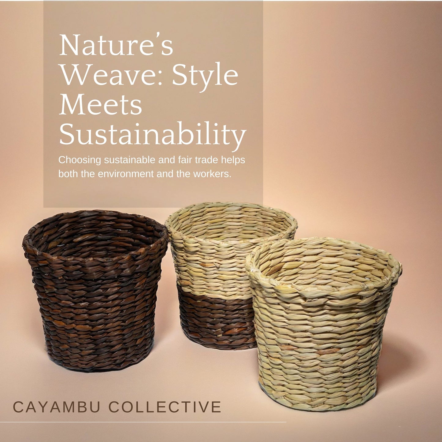 Natural- Wastebasket - Water Hyacinth Basket