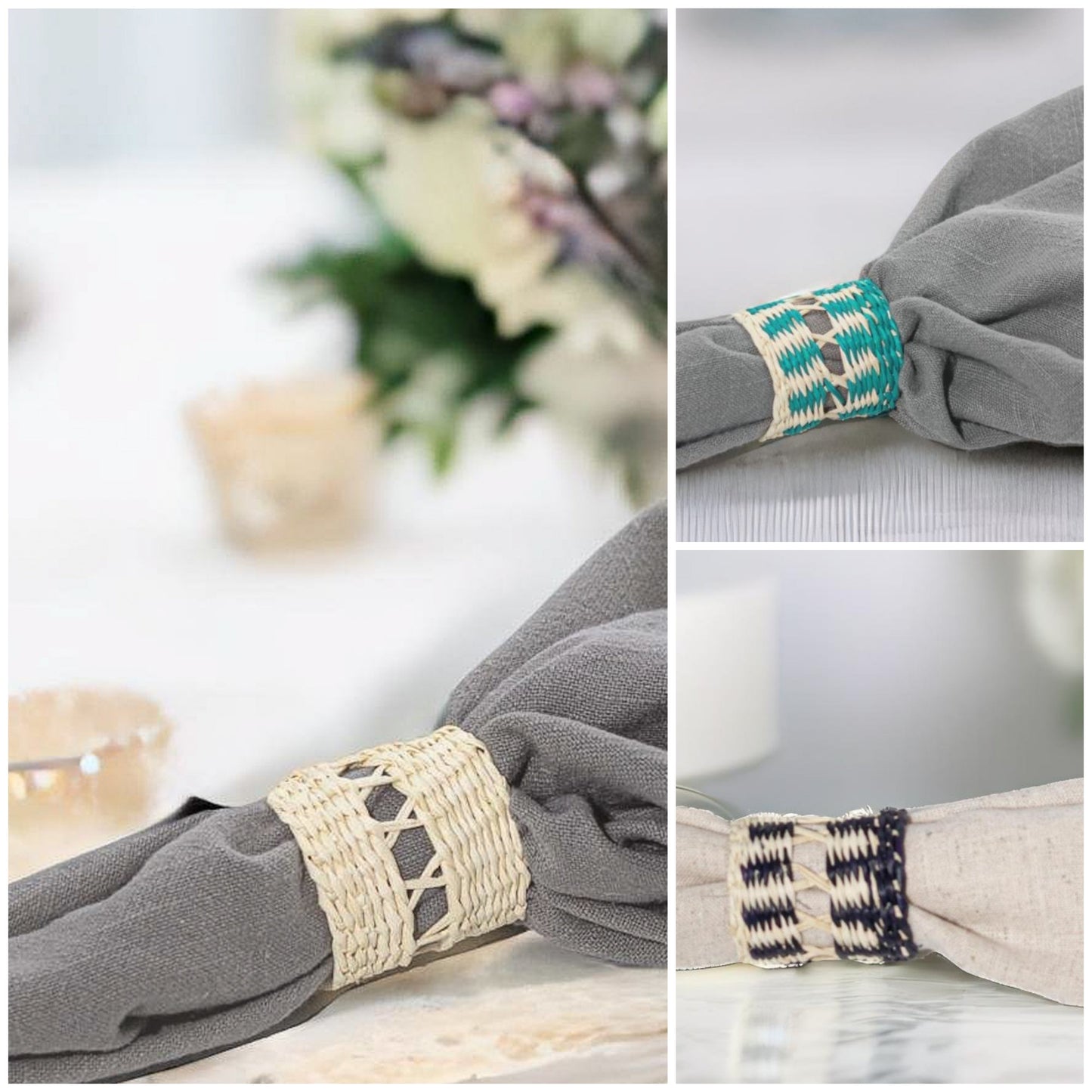 Turquoise Hand-Woven Napkin Rings